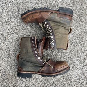Timberland Boot Company Tackhead Men 8 Leather Canvas Lace Up Boots Vibram Sole